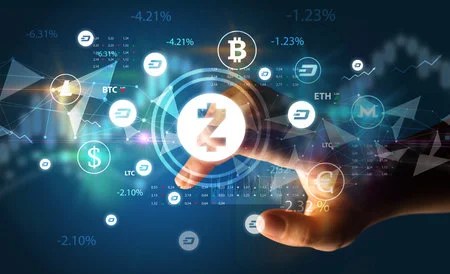 178743274-business-person-hand-pushing-currency-symbol-on-multimedia-touch-screen