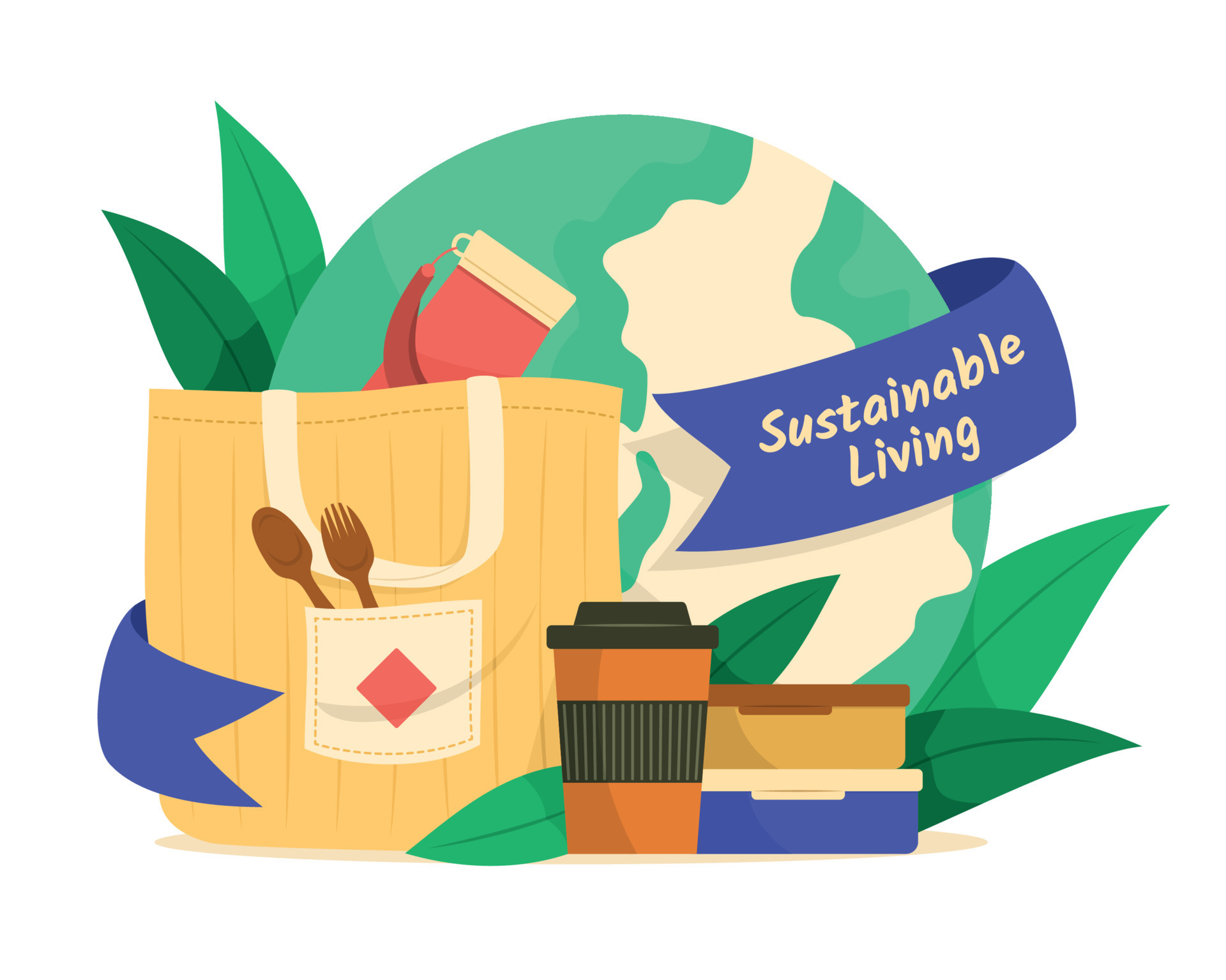 sustainable-lifestyle-elements-illustration-vector